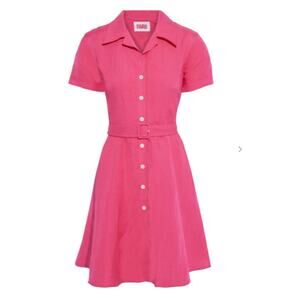 SOLID & STRIPED Linen Tourist Dress Pink L 10 NEW